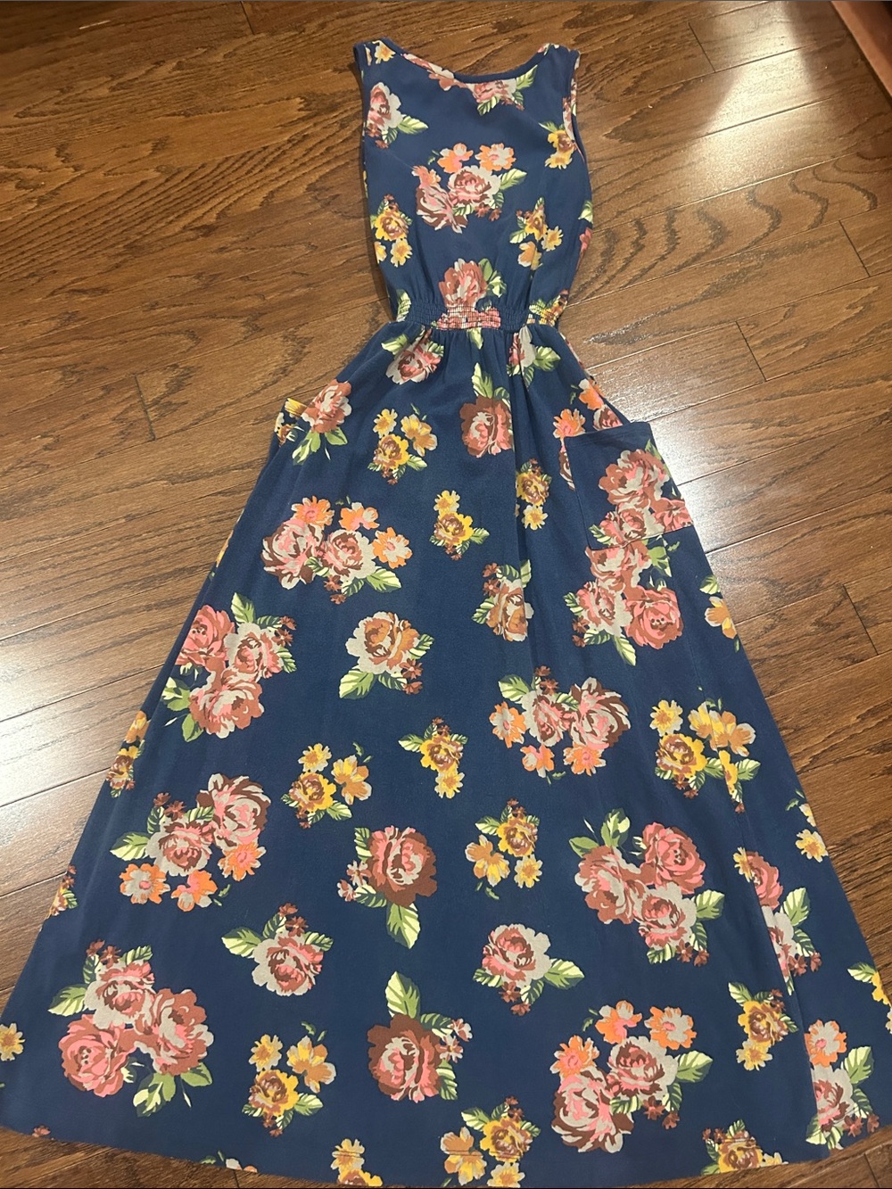 Matilda Jane Navy Floral Long Maxi Dress With Pockets.